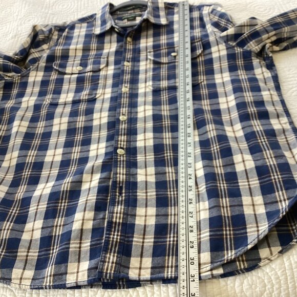 Eddie Bauer Mens Classic Fit Plaid Button-Down Shirt Size XXL 2XL Blue & Beige C - Picture 8 of 10